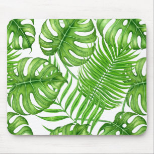 Tropical leaves mouse pad
