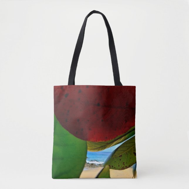 Tropical Leaves & Ocean View Eco Tote Bag (Front)