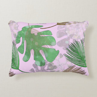 Tropical leaves on pale pink. decorative cushion