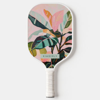 Tropical Leaves Palm Tree Colourful Botanical Pickleball Paddle
