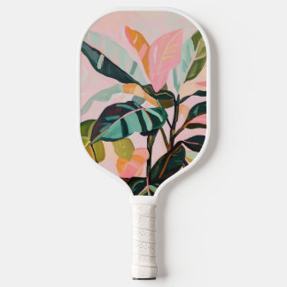 Tropical Leaves Palm Tree Colourful Botanical Pickleball Paddle