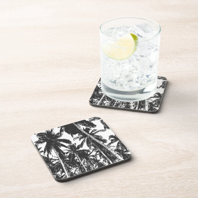 Tropical Leaves Palm Trees in a Posterised Design Coaster (Right Side)
