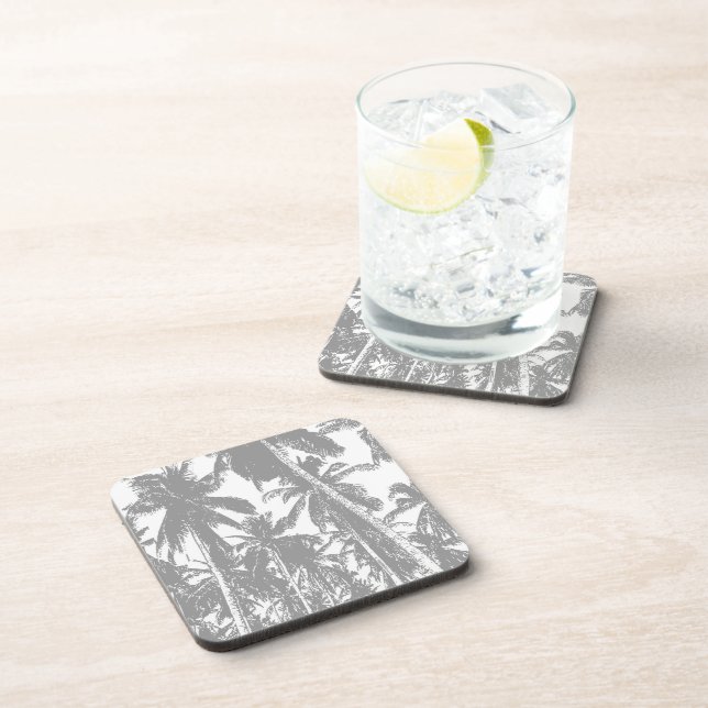 Tropical Leaves Palm Trees in a Posterised Design Coaster (Right Side)