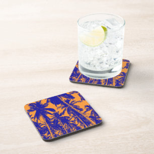 Tropical Leaves - Palm Trees in Posterised Design Coaster