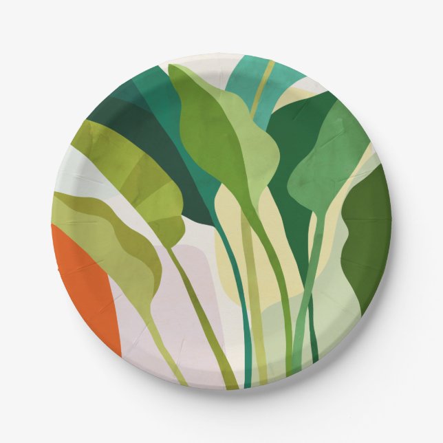 Tropical Leaves Paper Plate (Front)