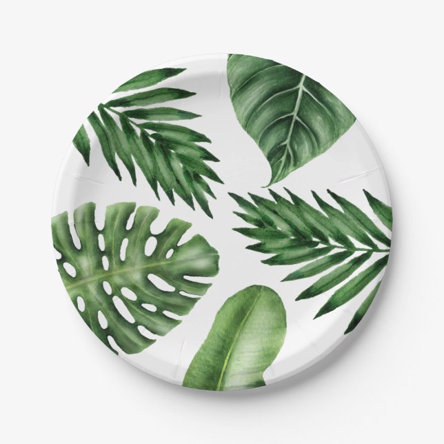 Tropical Leaves Party Plates (Front)