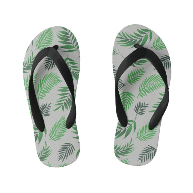 Tropical Leaves Pattern 11 Kid's Jandals (Footbed)