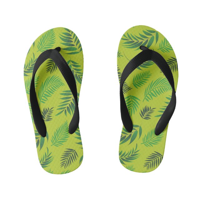 Tropical Leaves Pattern 12 Kid's Jandals (Footbed)