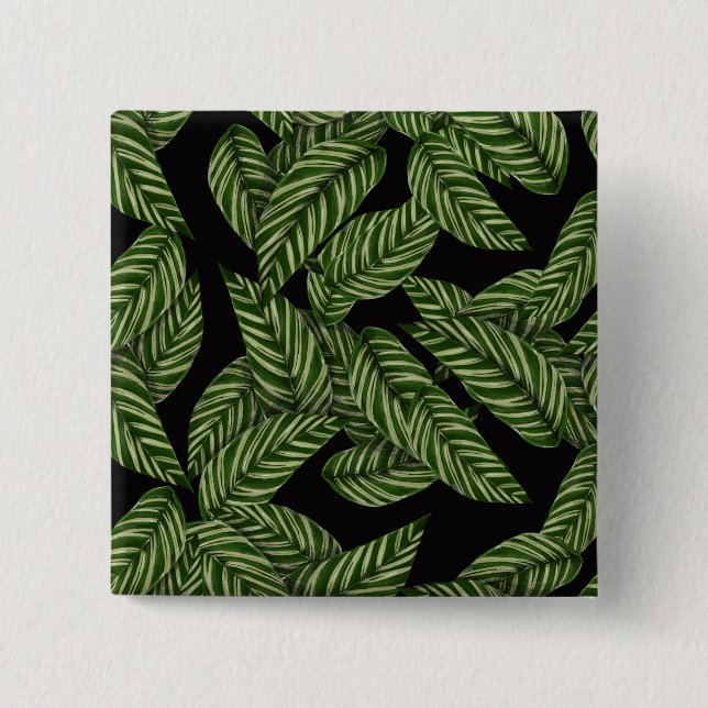 Tropical Leaves Pattern 15 Cm Square Badge (Front)