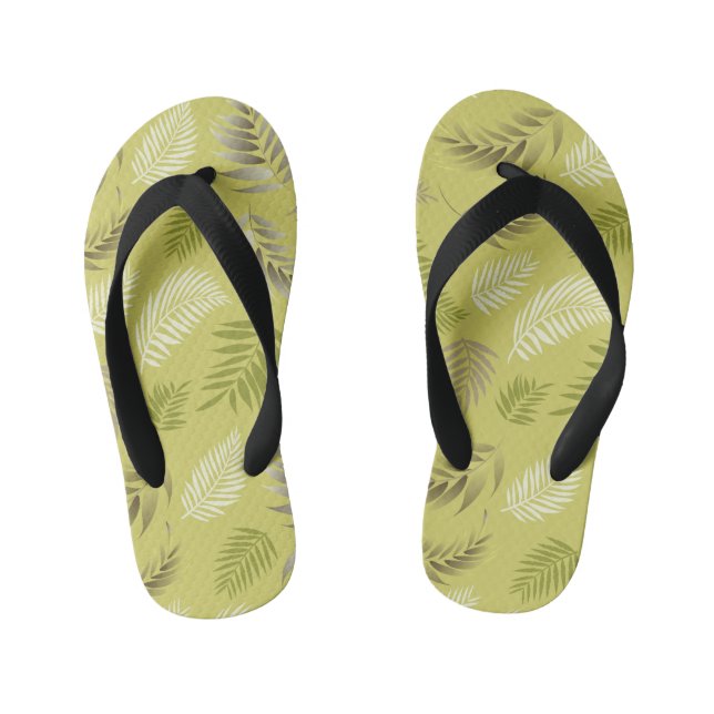 Tropical Leaves Pattern 17 Kid's Jandals (Footbed)