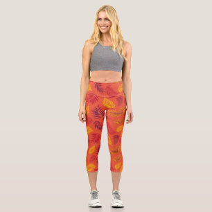 Tropical Leaves Pattern 18 Capri Leggings