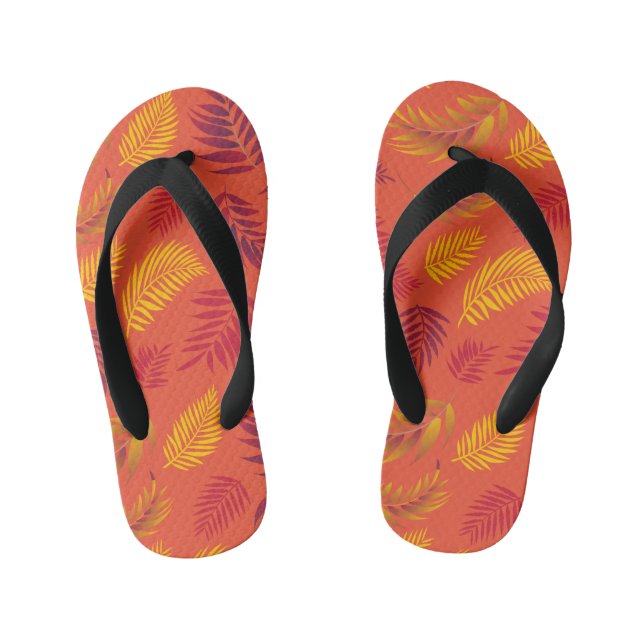 Tropical Leaves Pattern 18 Kid's Jandals (Footbed)
