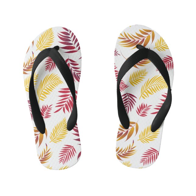 Tropical Leaves Pattern 20 Kid's Jandals (Footbed)