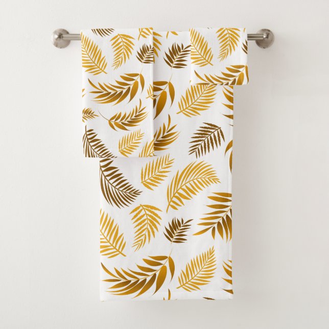 Tropical Leaves Pattern 22 Bath Towel Set (Insitu)