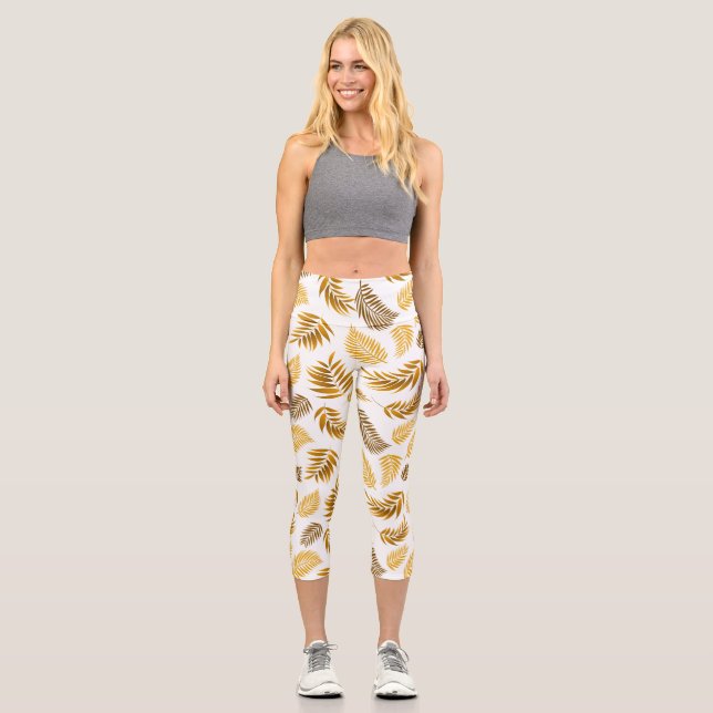 Tropical Leaves Pattern 22 Capri Leggings (Front)