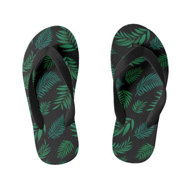 Tropical Leaves Pattern 2 Kid's Jandals (Footbed)