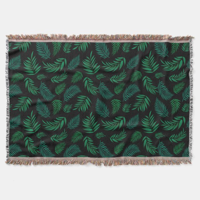 Tropical Leaves Pattern 2 Throw Blanket (Front)