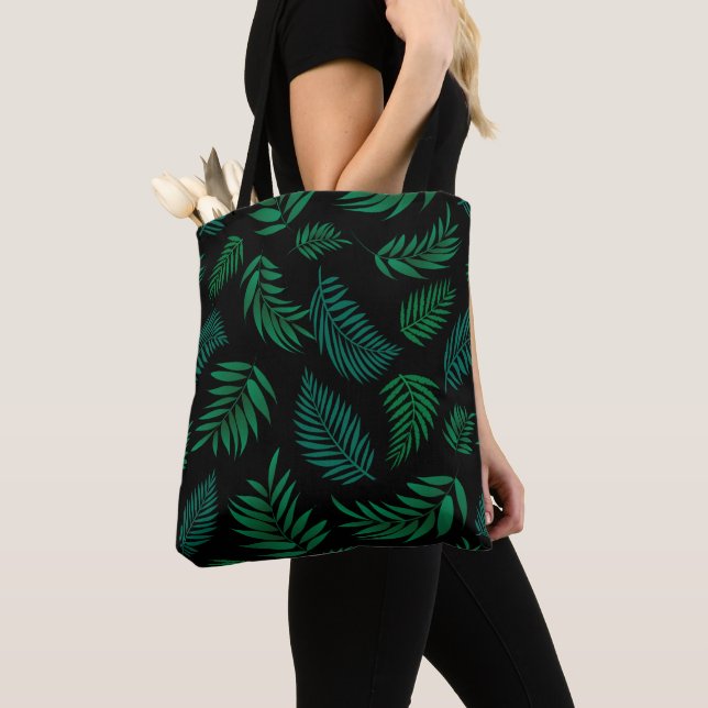 Tropical Leaves Pattern 2 Tote Bag (Close Up)