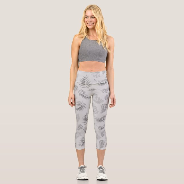 Tropical Leaves Pattern 5 Capri Leggings (Front)