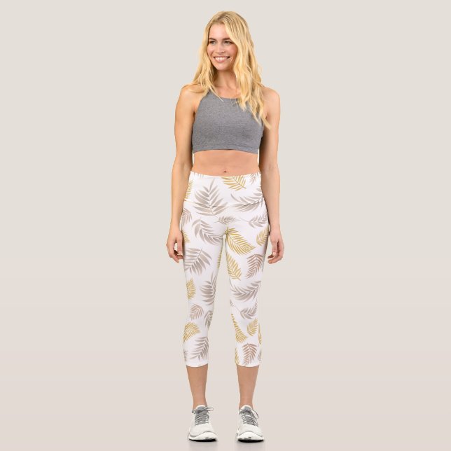 Tropical Leaves Pattern 7 Capri Leggings (Front)