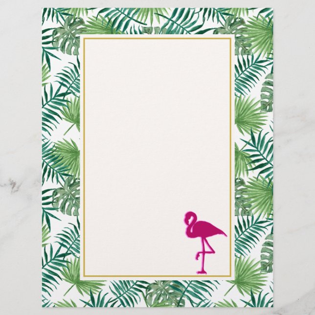 Tropical Leaves Pattern and Pink Flamingo (Front)