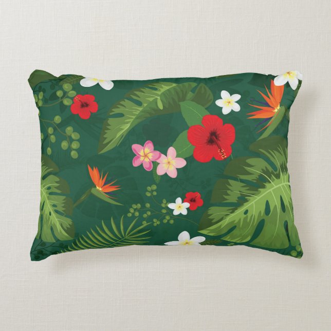Tropical Leaves Pattern Decorative Cushion (Front)