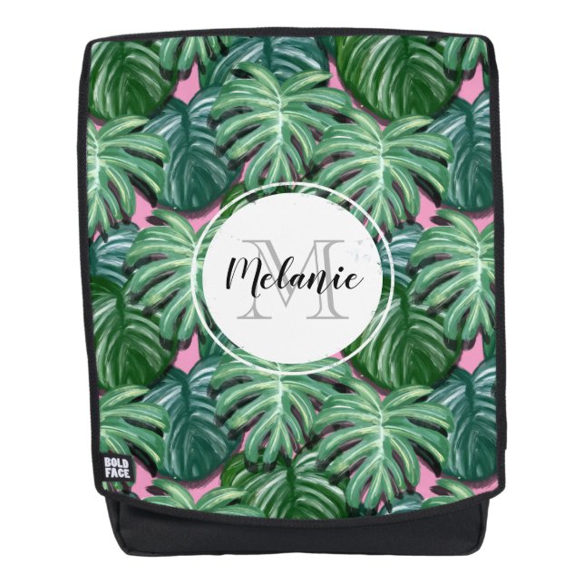 Tropical Leaves Pattern - Green Foliage Backpack (Front)
