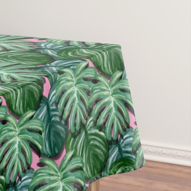 Tropical Leaves Pattern - Green Foliage Tablecloth (In Situ)