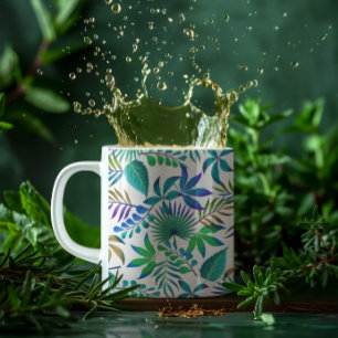 Tropical leaves pattern mug