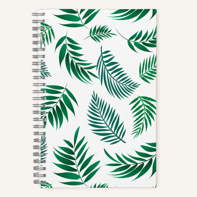 Tropical Leaves Pattern Notebook (Front)