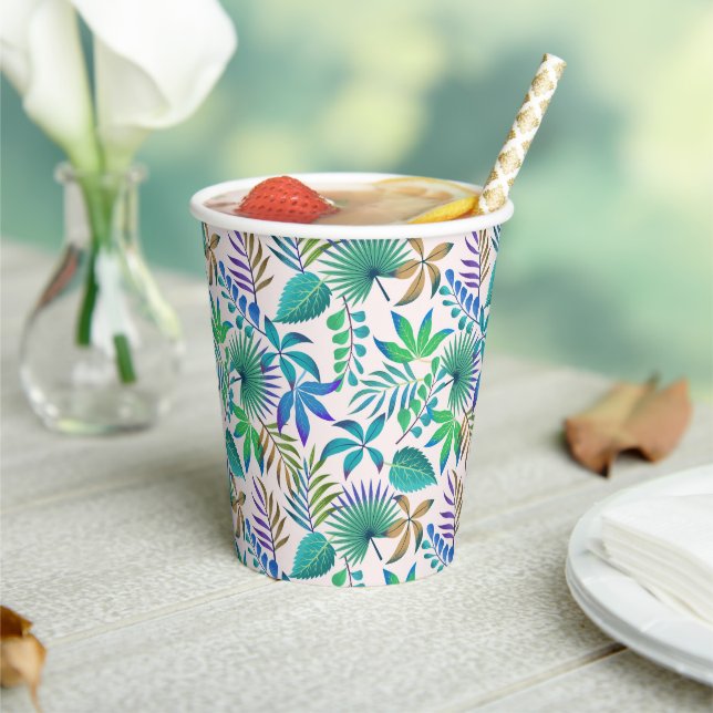 Tropical Leaves pattern Paper Cups (Insitu)