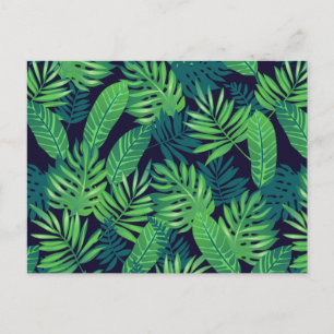 Tropical Leaves Pattern Postcard