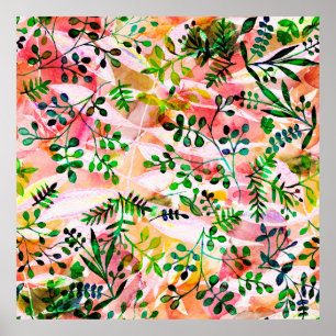 Tropical leaves pattern repeating. Artistic photo Poster
