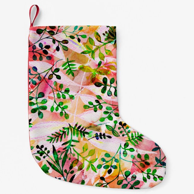 Tropical leaves pattern repeating. Artistic photo  Small Christmas Stocking (Front)