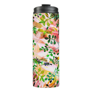 Tropical leaves pattern repeating. Artistic photo  Thermal Tumbler