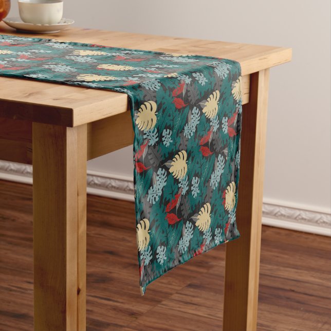 Tropical Leaves Pattern Short Table Runner (In Situ)