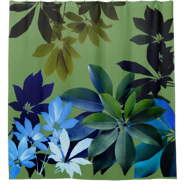 Tropical Leaves Pattern  Shower Curtain (Front)