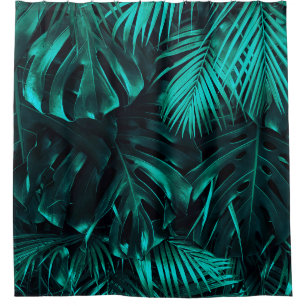 Tropical leaves pattern shower curtain