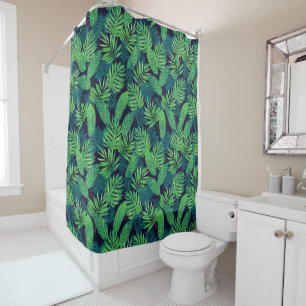 Tropical Leaves Pattern Shower Curtain