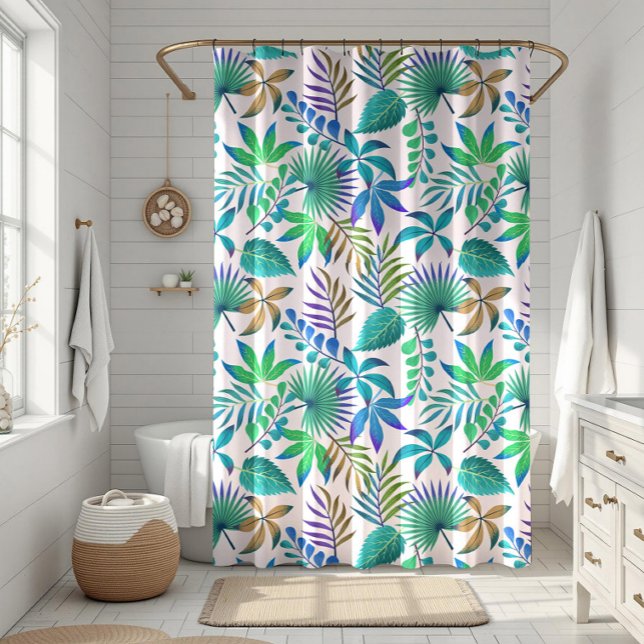 Tropical leaves pattern shower curtain (Creator Uploaded)