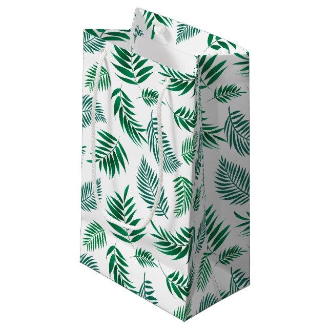 Tropical Leaves Pattern Small Gift Bag (Front Angled)