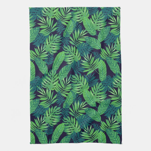 Tropical Leaves Pattern Tea Towel (Vertical)
