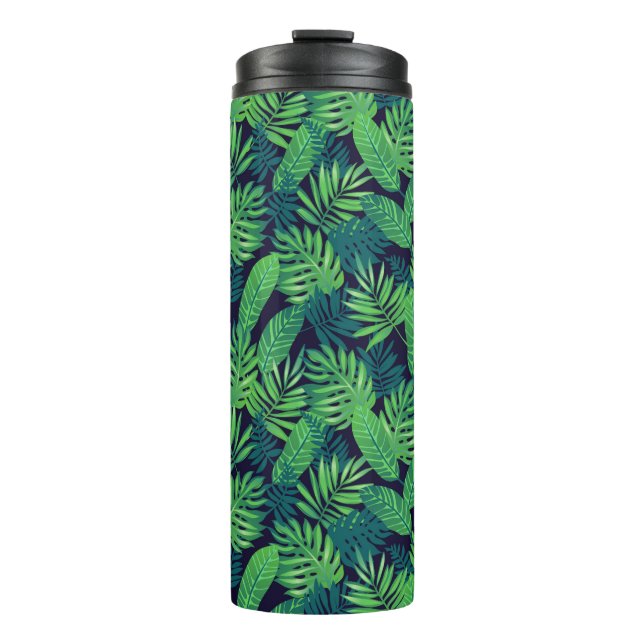 Tropical Leaves Pattern Thermal Tumbler (Front)