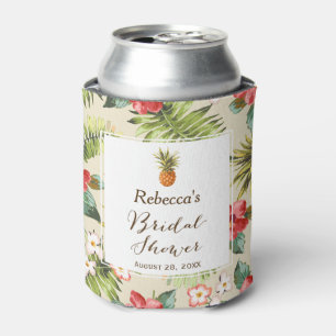 Tropical Leaves Pineapple Bridal Shower Favour Can Cooler