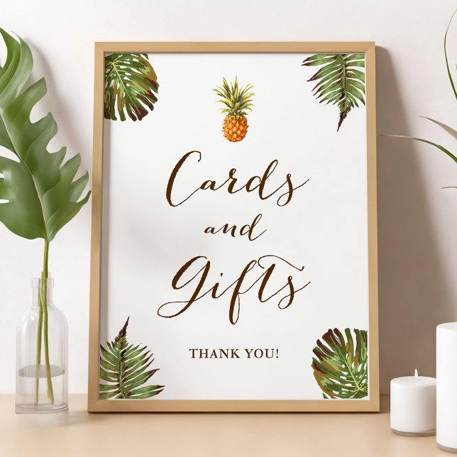 Tropical Leaves Pineapple Cards and Gifts Sign (Creator Uploaded)