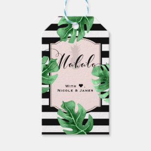 Tropical Leaves & Pineapple Wedding MAHALO ALOHA Gift Tags