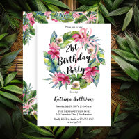 Tropical Leaves | Pink Floral 21st Birthday Party