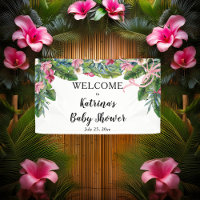 Tropical Leaves | Pink Floral Girl Baby Shower