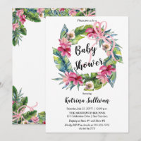 Tropical Leaves | Pink Floral Girl Baby Shower