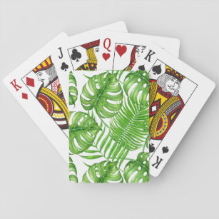 Tropical leaves playing cards